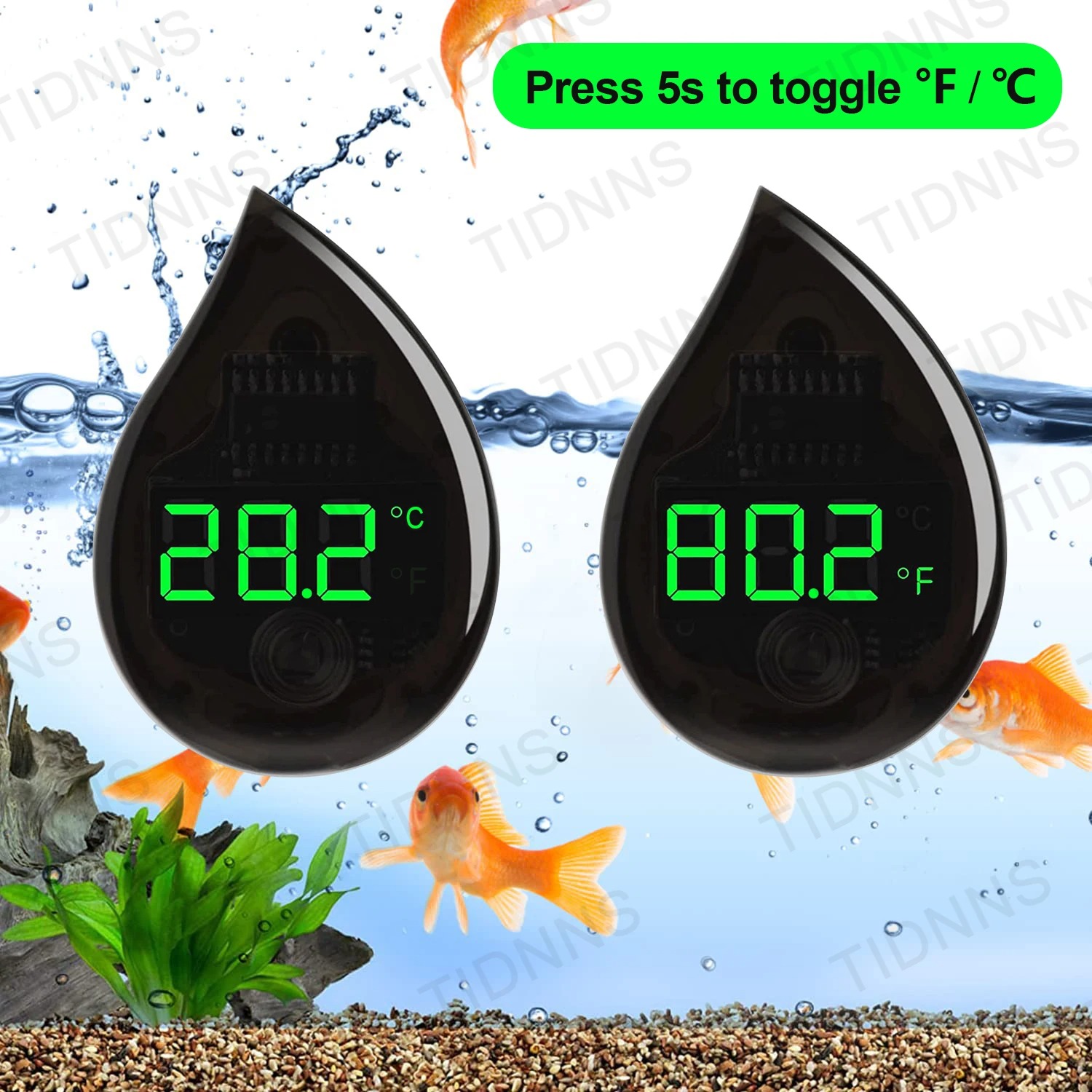 Aquarium Thermometer - Termometer Akuarium Perekat Sendiri LCD Digital