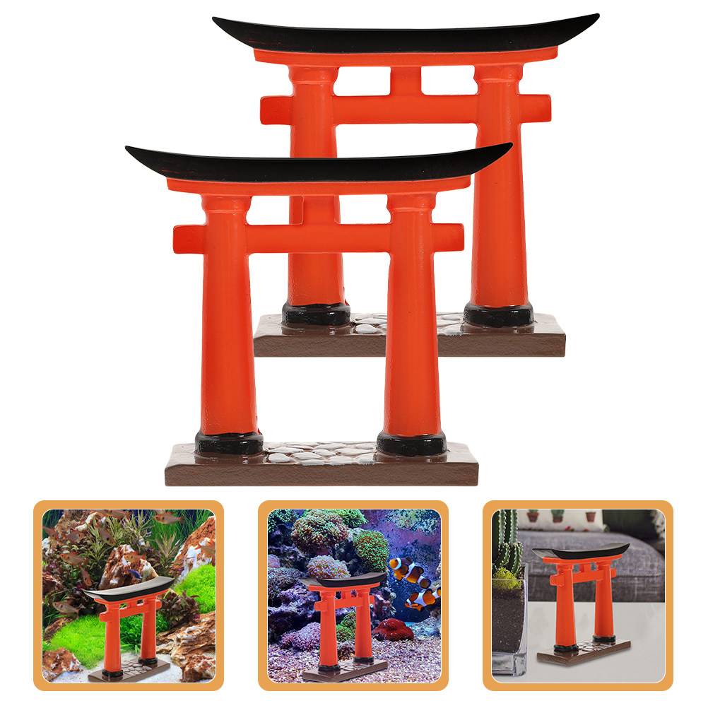 Aquarium Fish Japanese - 2Pcs Gerbang Torii Resin Jepang Miniatur