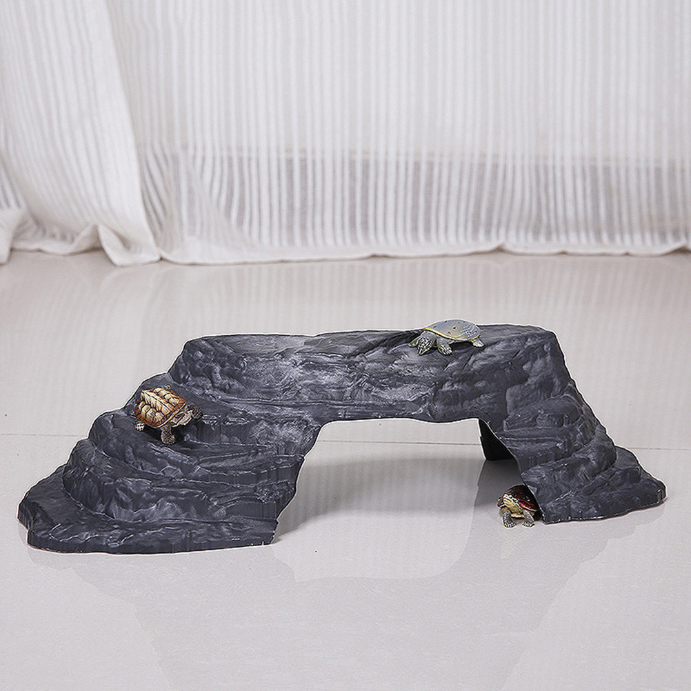 Aquarium Fish Dragon - Platform Berjemur Kura-kura Imitasi Batu Besar,