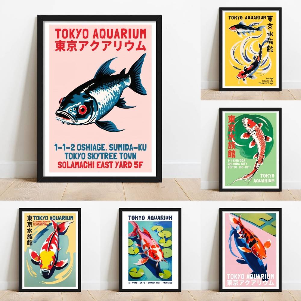 Aquarium Fish Japanese - Poster Kertas Ikan Koi Akuarium Tokyo