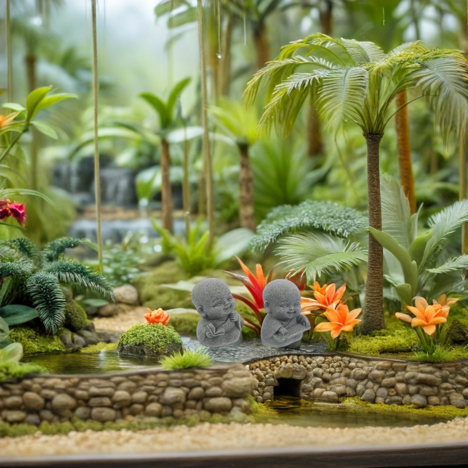 4 Buah Patung Biksu Zen Batu P - Aquarium Fish Japanese ulasan dan harga