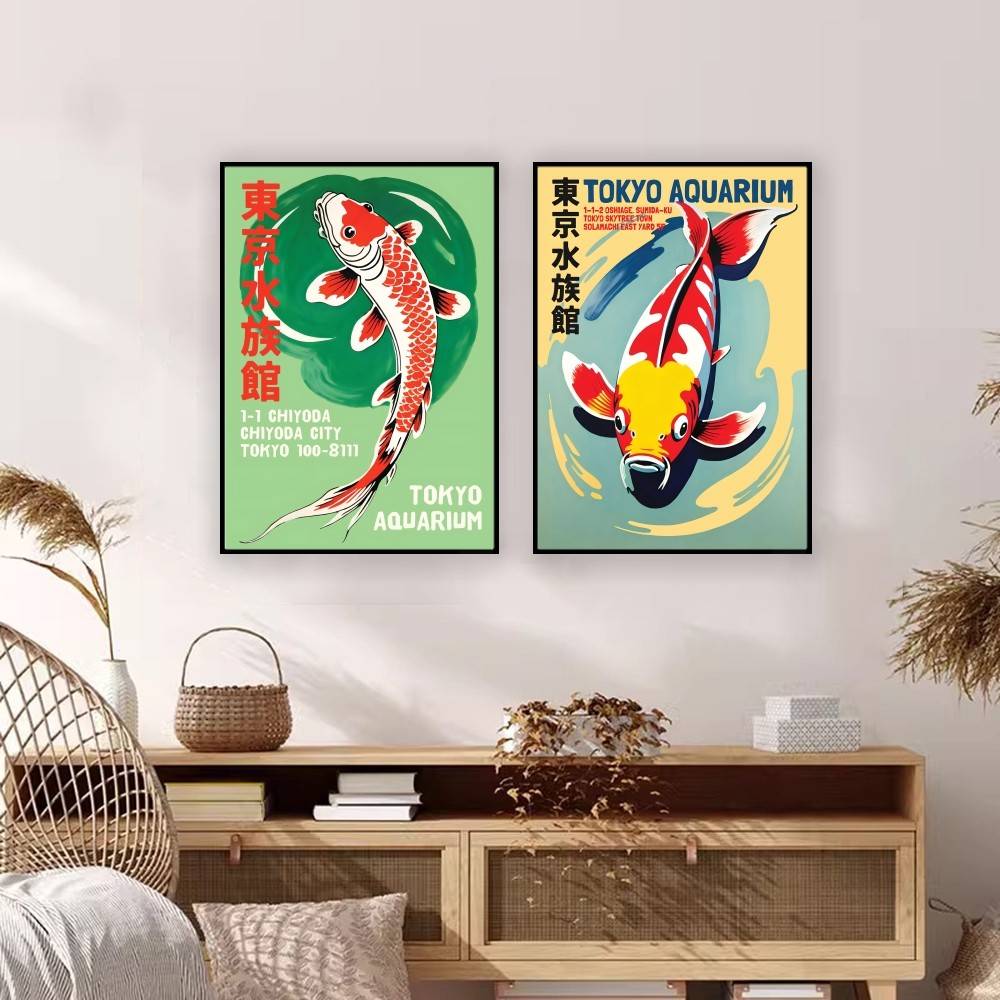 Poster Kertas Ikan Koi Akuariu - Aquarium Fish Japanese ulasan dan harga